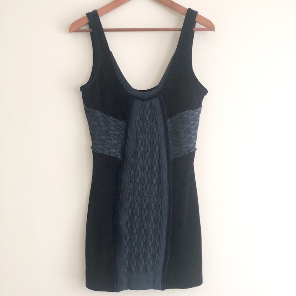 Free People Navy Velour Bodycon Minidress